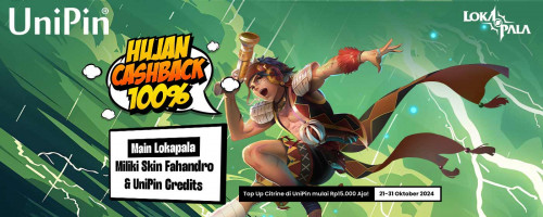 ☔HUJAN CASHBACK 100%! Top Up Citrine di UniPin & Raih Cashback hingga Skin Fahandro Mulai dari Rp15.000!